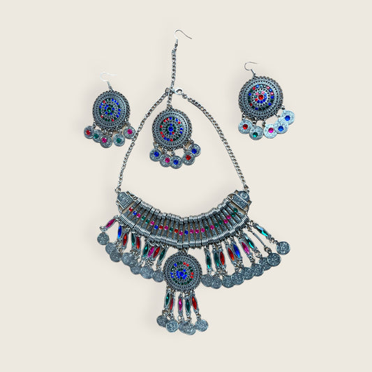 One-of-a-kind Afghan jewellery set, artisanal Afghan jewellery, traditional afghan gems