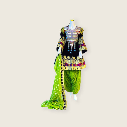 Afghani embroidered dress, Handmade kochi dress , embroidered long frocks, women party wear