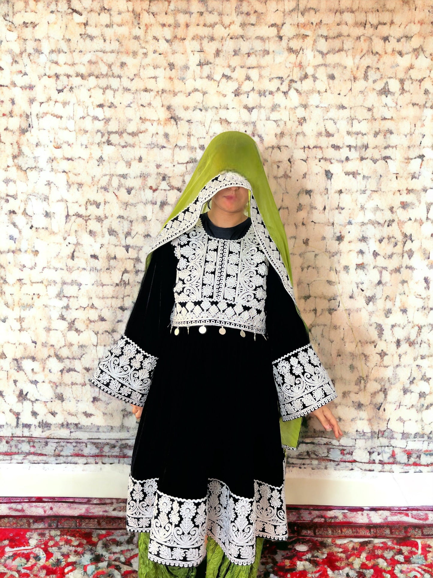 Afghan kuchi fashion dress, Afghani Charma Embroidered kuchi Dress with Handmade gand