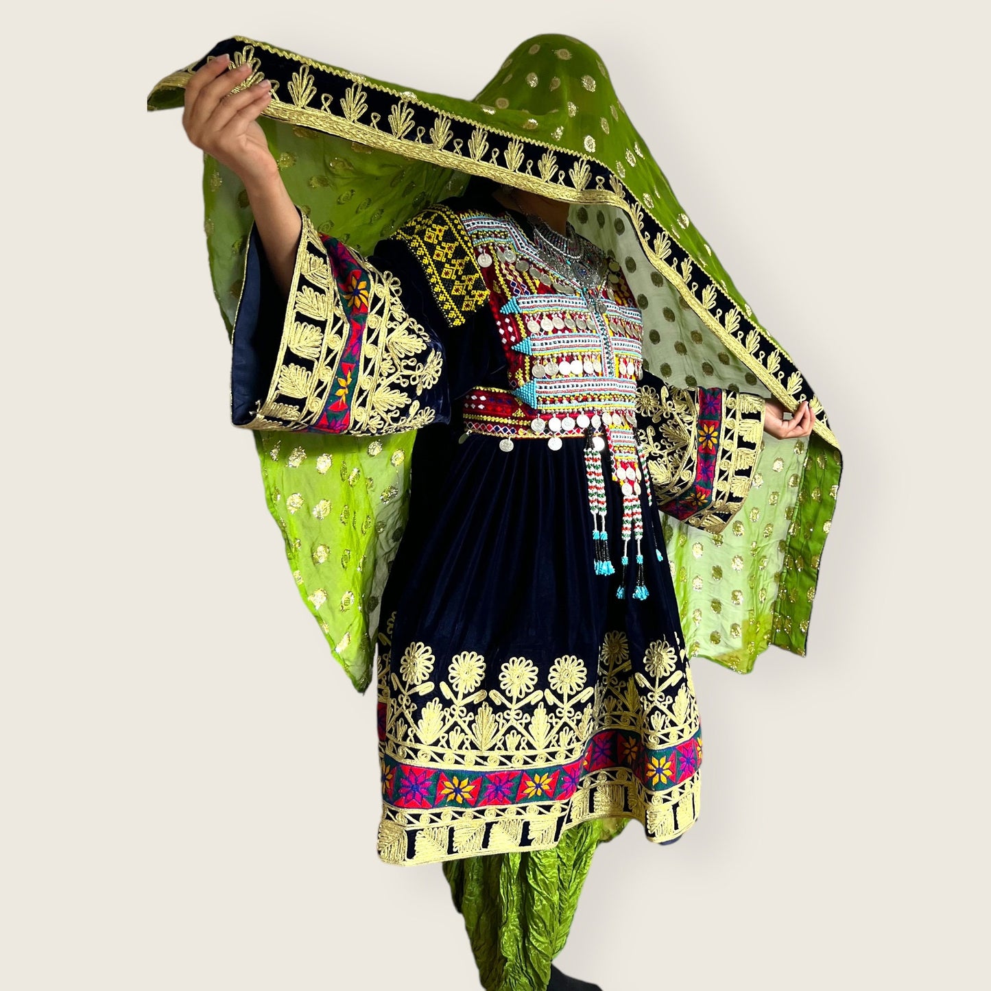 Afghani embroidered dress, Handmade kochi dress , embroidered long frocks, women party wear