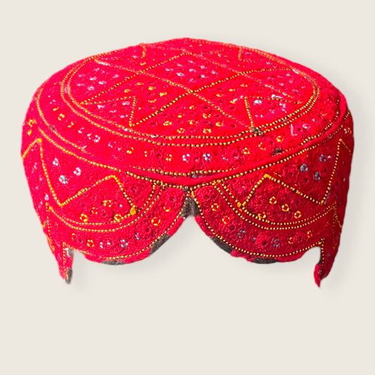 pakistani hat, Red cap handmade Sindhi topi, unisex traditional Sindhi hat, sindhi topi, sindhi hat, Indian hat