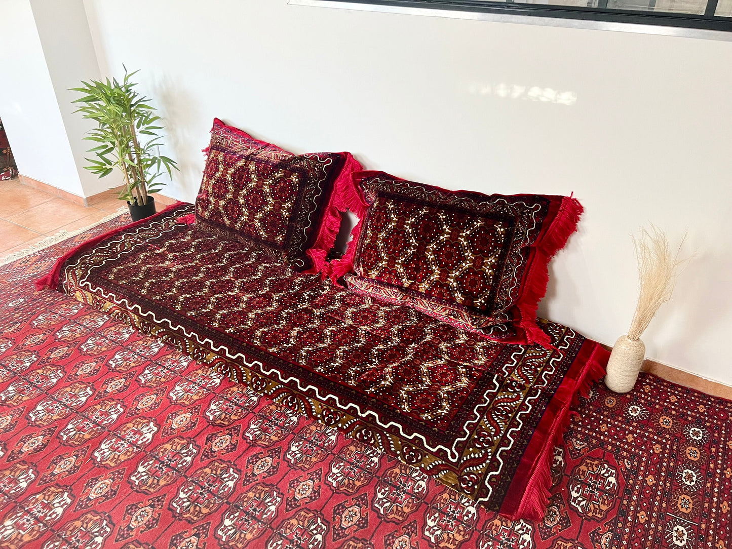 Arabic Majlis Floor cushion Seating, afghan toshak cover, Oriental Floor sofa set, 1 mattress cover + 2 pillows covers(3pcs cover only)