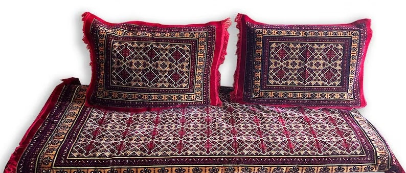 1 floor sofa + 2 pillow oriental afghan toshak,gift for mum,  Arabic Moroccan Diwan Majlis Jalsa, gift for new afghan couple