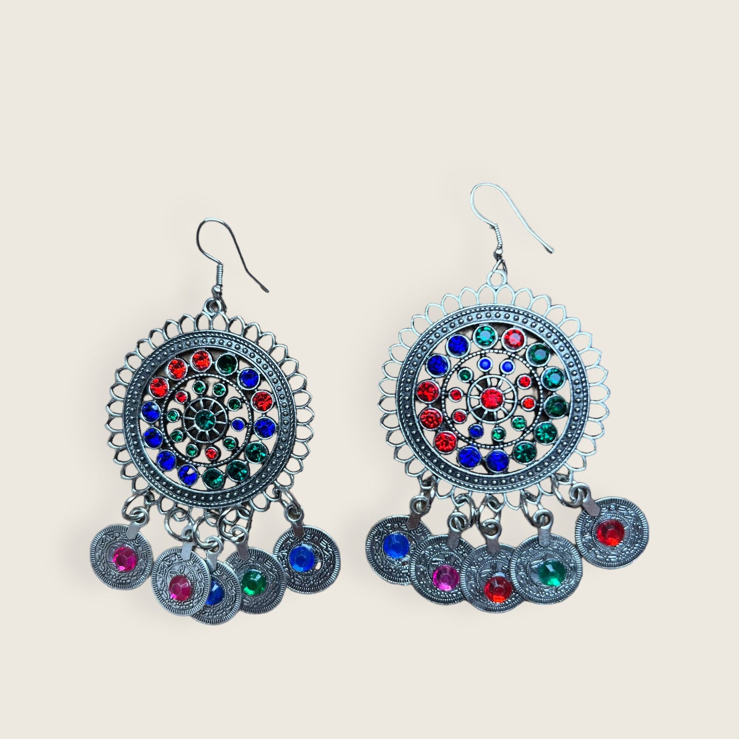 Artisanal Afghan Accessories, vintage Afghan earrings, Traditional Afghan Jewelry set,