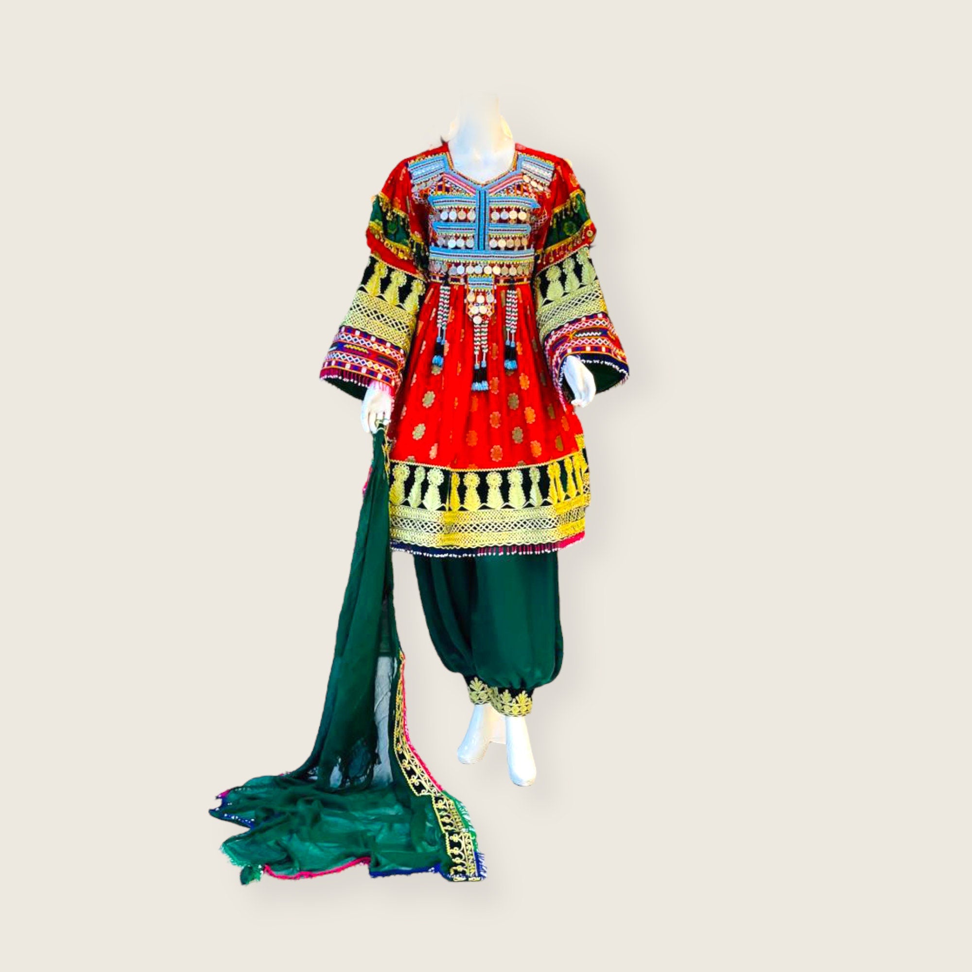 Green Vintage Afghan Clothes - Seengar.com - Seengar Fashion